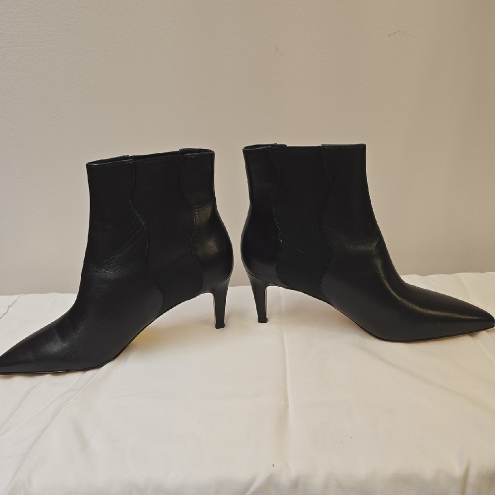 Cole Haan Black Pointed-Toe Leather Ankle Boots - Picture 3 of 9